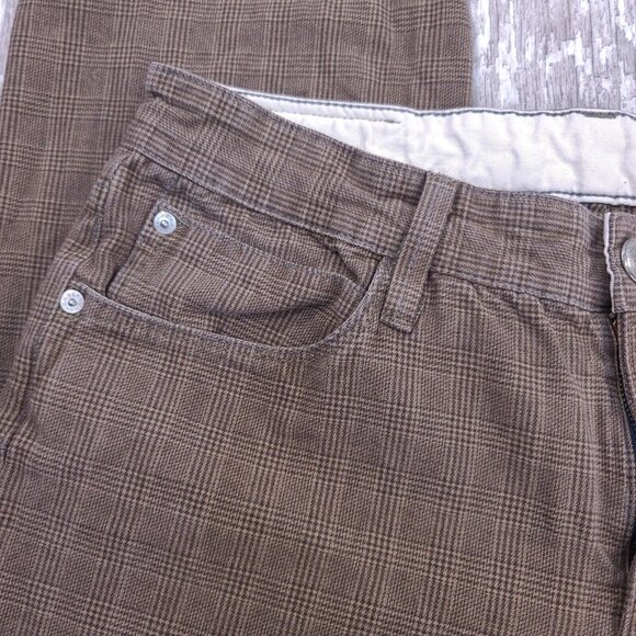 Agave Pants Mens 35x32 Brown Pragmatist Classic Plaid Mid Rise Straight - Picture 5 of 10